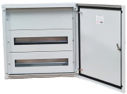 SM Distribution Box JXJ, 2x 24M, 80A 400VAC, 550x550x140mm, top, bottom cable entry plates, galvanised steel sheet, -5..40°C, 4x FL21, Jumax JXJ 48-24, IP44 IK10, MaxPro, pebble grey