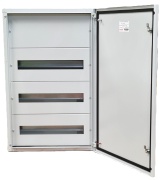 SM Distribution Box JXJ, 3x 24M, 125A 400VAC, 550x705x140mm, top, bottom cable entry plates, galvanised steel sheet, -5..40°C, 4x FL21, Jumax JXJ 72-24, IP44 IK10, MaxPro, pebble grey