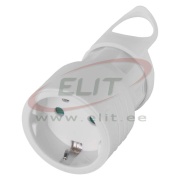 Socket CEE 7/7, 2P+E Schuko 3680W 16A 250V, straight with folding handle, IP20, white, Emos