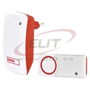 Wireless Door Chime P5750, 10-tons |110dB, socket 230VAC |up to 150m battery-free button IP44, red/white, Emos