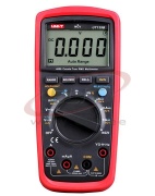 Digital Multimeter, 10A 600VAC/DC 40MΩ 99.99mF 10MHz, LCD (4000) 58x36mm, auto/manual/true RMS, NCV/continuity buzzer, duty cycle 0.1%..99.9%, diode ~3V, incl. 2x 1.5V battery (R6), test leads, UNT-T