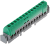 PE-Terminal Block, 1x 6..25 + 12x 1.5..16mm², 100A 400V, touch-proof, green
