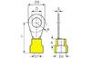 Ring Terminal w. Collar R 6.4 g, 4..6mm² M6, ø6.4 L29, -25..75°C, PVC, 100pcs/pck, yellow