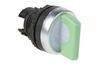 Selector Switch Osmoz, illuminated head, ø22.5mm, 1-0-2 45°-0-45°, standard handle, IP66/69K IK05, white/green