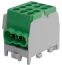 Main Terminal Block Al/Cu HLAK 25-1/4 M2, 2x 25/16mm²/ 4x 16/10mm², 130/100A 1000VAC/DC, 2.5/2Nm, TS35, green