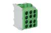 Main Terminal Block Al/Cu HLAK 25-1/4 M2, 2x 25/16mm²/ 4x 16/10mm², 130/100A 1000VAC/DC, 2.5/2Nm, TS35, green
