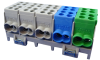 Main Terminal Block Al/Cu HLAK 25-5/10 S, 5x (2x 25/16mm²/ 2x 16/10mm²), 130/100A 1000VAC/DC, 2.5/2Nm, TS35, 3x grey, blue, green