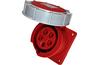 PM Industrial Flange Socket, 3P+N+E 16A 415VAC, straight, IP67, MaxPro, red