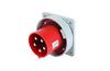 PM Industrial Flange Inlet, 3P+N+E 63A 415VAC, IP67, MaxPro, red